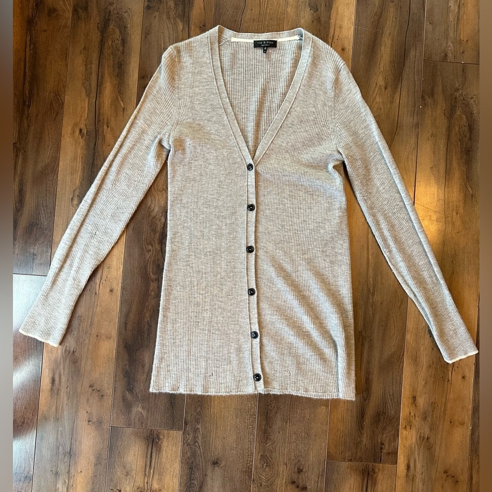 Rag & Bone 100% Cashmere Ribbed Longline Duster Cardigan Sweater M